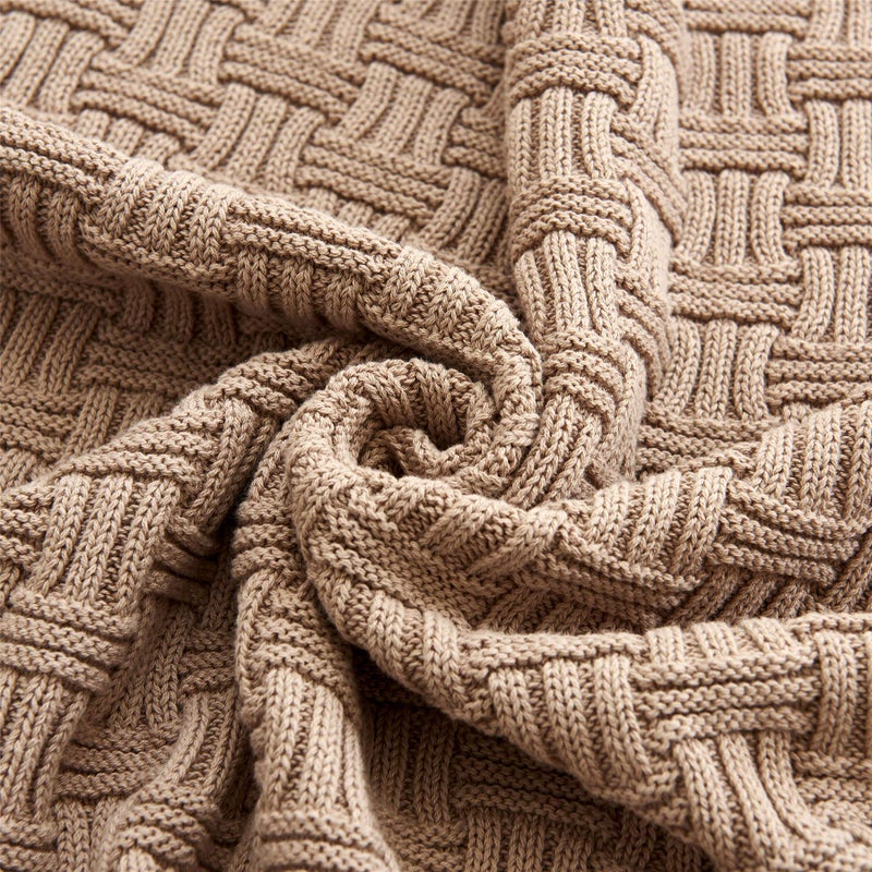 Longhui bedding Cotton Khaki Cable Knit Throw Blanket for Couch Sofa Bed with Bonus Laundering Bag â€“ Large 60 x 80 Thick, 3.4 LB, Machine Washable, Comfortable Home DÃ©cor - Image 3